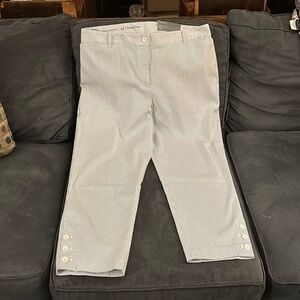 Talbots Pefect Crop- size 14, seersucker (light blue & white vertical stripes